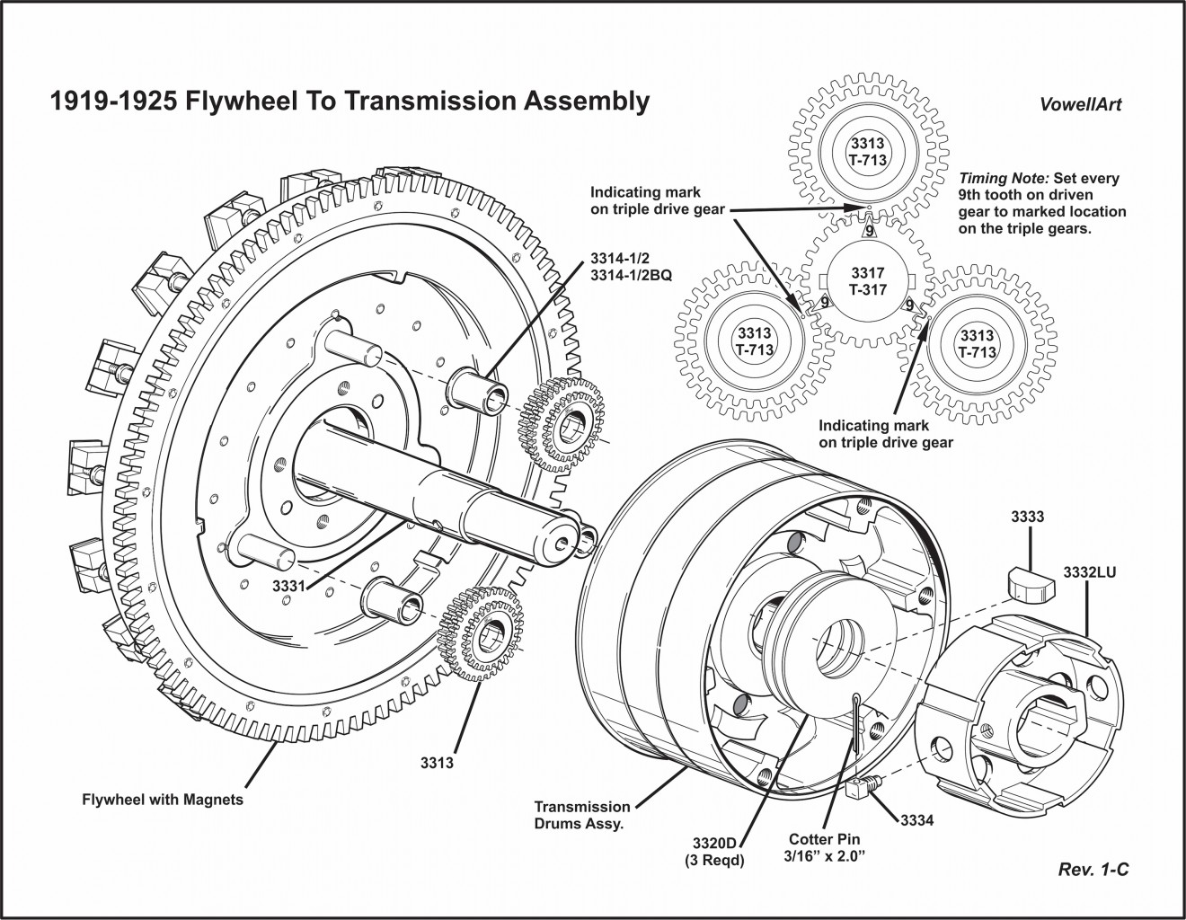 1919-1925 Flywheel Transmission Timing Assembly