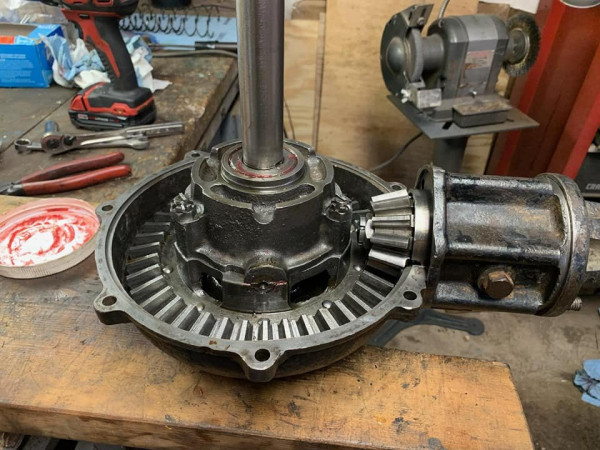 Back together again! Dad is very proud of the drag and backlash he was able to achieve. This rear meshes like new!