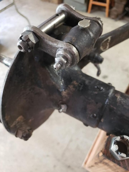 Shackle all cleaned up with new bushing. A previous owner placed zercs in the end of the shackles. I love the servicability of this, and so am not changing it.