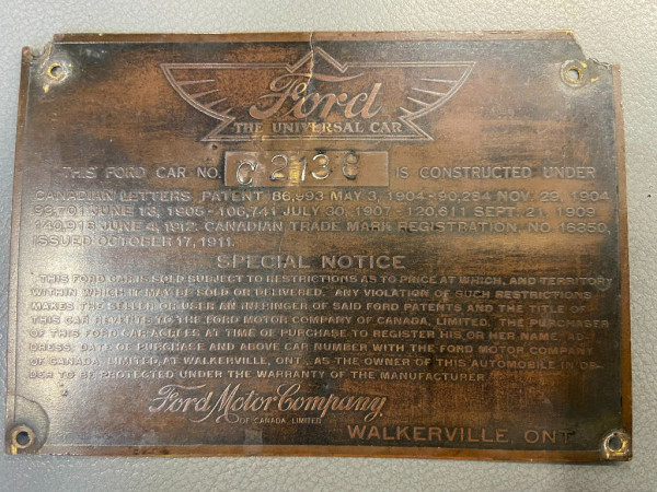 Larry Lautenschlager's ID Plate For His 1914 Ford.JPG