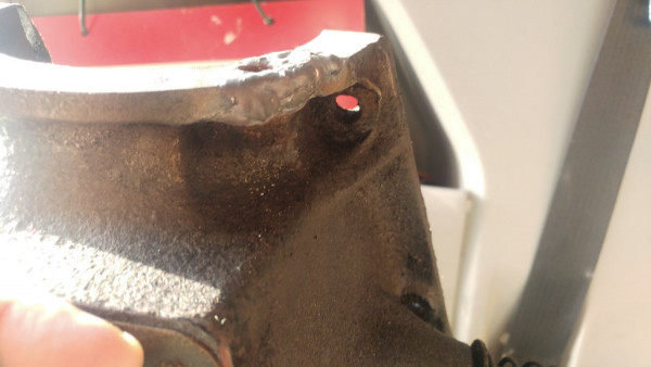 Side view of welded lap