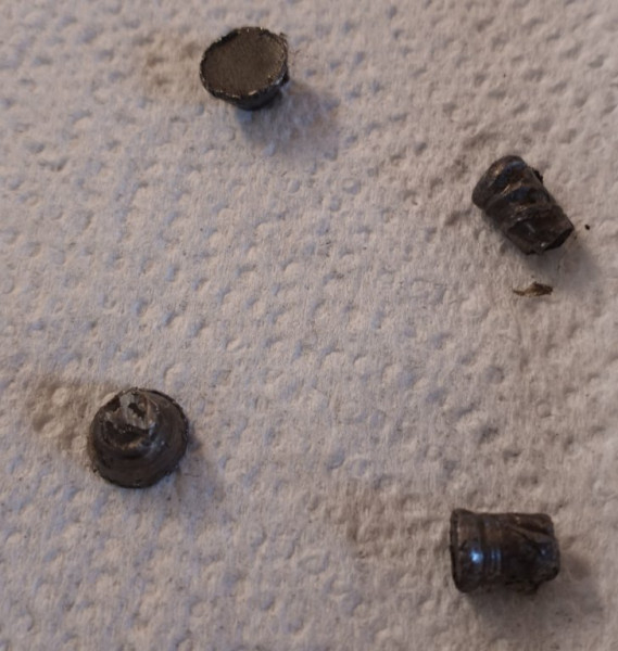 Busted rivets from the transmission shaft.