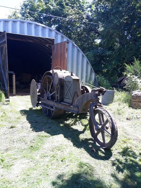 Eureka!!  1917 Big Bull-  Homemade farm saw attached