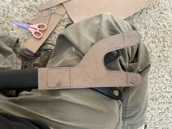 The pattern for the custom end to the radius rod.
