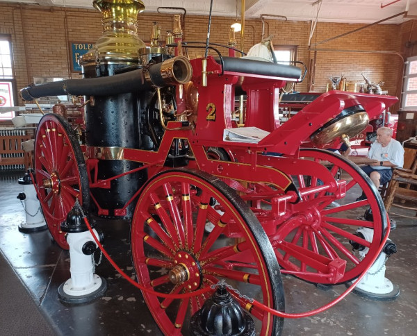 One of several vintage fire apparatus on display