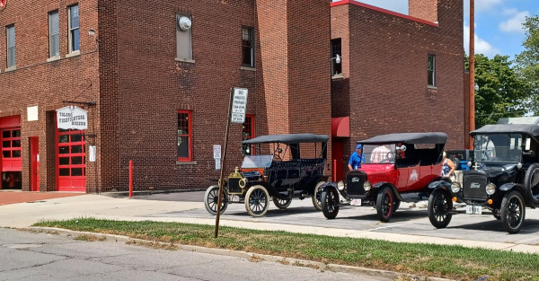 Different view of cars at the firehouse museum