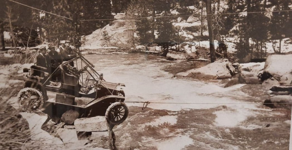 Crossing the Yuba River on Donner Summit June 4, 1911.jpg