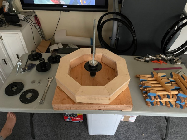 All the bits ready to go (still needed some carpet on the press).