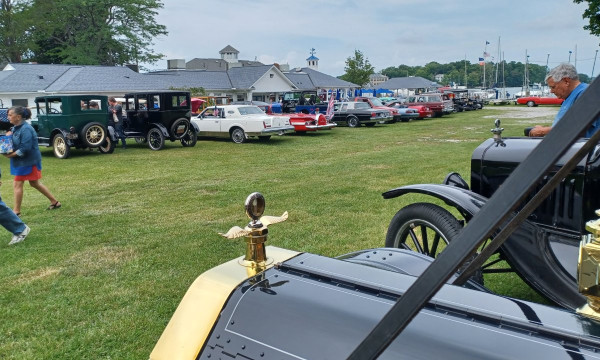 A few of the cars at rhe Yacht Club that provided a free lunch for us. Very nice of them