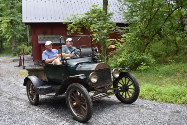 Dad and I scooting up a decent hill  (Photo Credit Tracy Lesher)