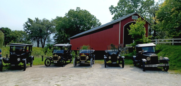 Mike's '24, Russ's '14, my '13, Jeff's '20 &amp; Jim's '26 in front of the bridge