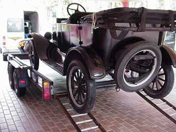 Loading my Model T onto the trailer for the journey home