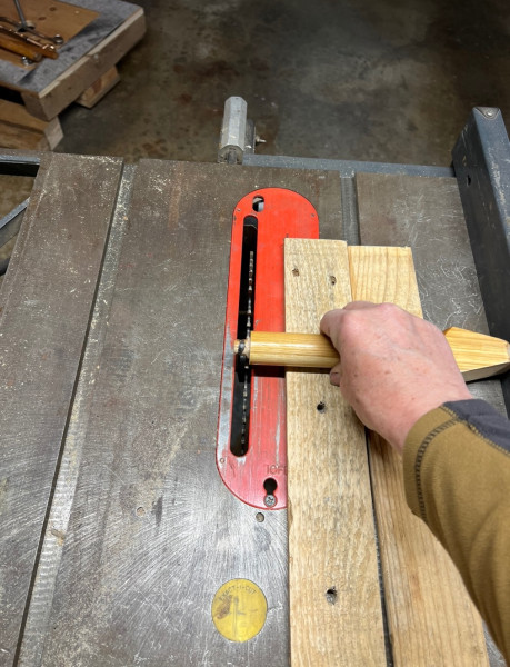 Trimming spokes.
