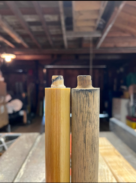 New vs old spoke after trimming.