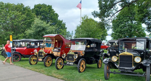 Lined up at the village park