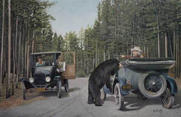Model T's and Black bear.jpg