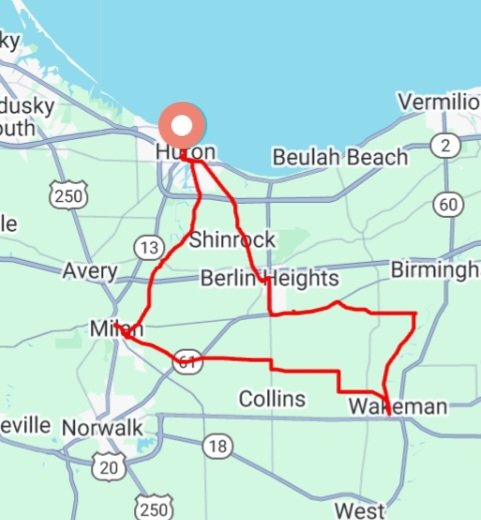 Our tour route as recorded from Jeff's home. Others will vary by their home location of course