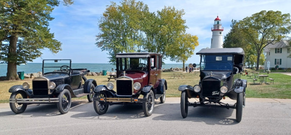 &quot;3 Vagabond's&quot; cars. Jim's '26 Runabout; my '26 Fordor; Art's '23 Touring
