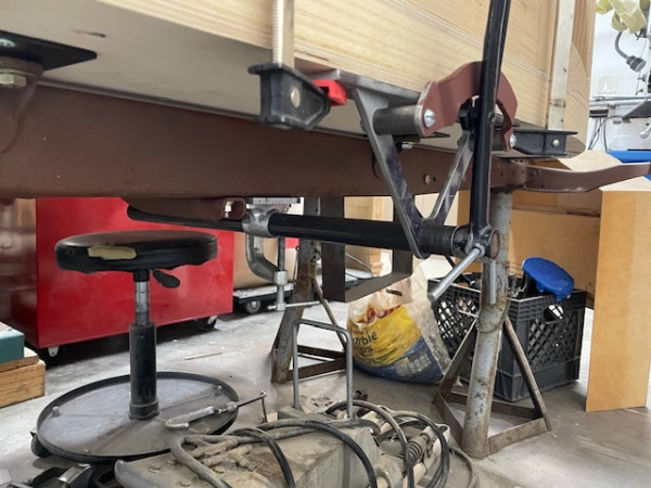 Remote handbrake assembly in progress