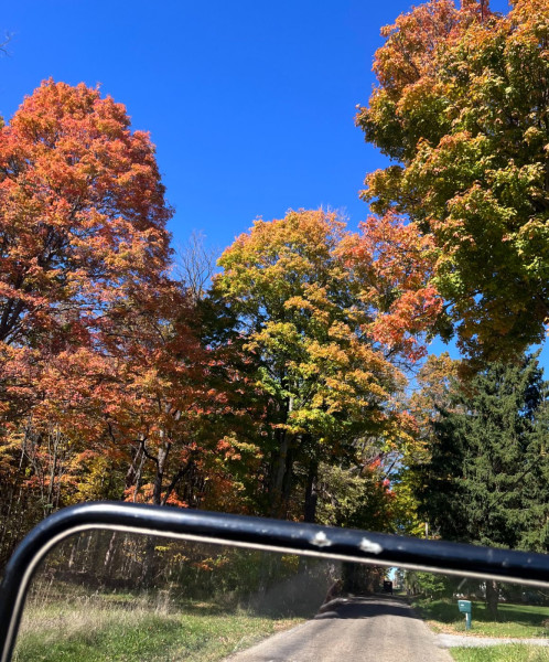 View from Jeff's car..we're way up ahead!
