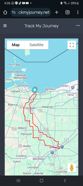 Our tour as recorded from Jeff's home stsrting point. We covered a lot of ground!
