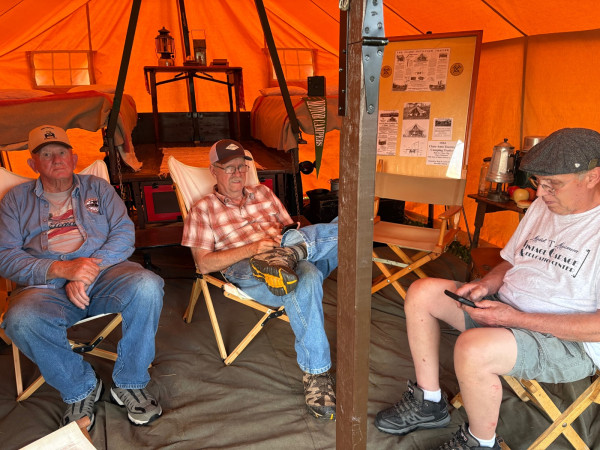 Ron Bolser in his tent