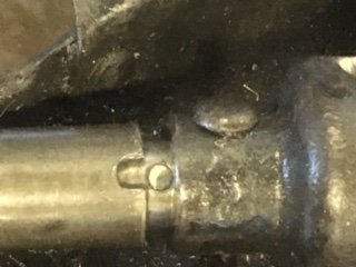 Bushing notched and hole in crank threaded with bolt in place