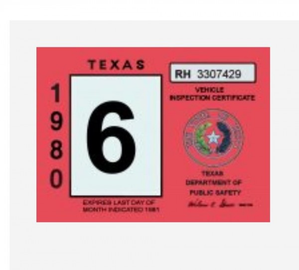 1980 TEXAS VEHICLE INSPECTION STICKER