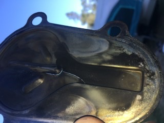 Crack follows stamping then spreads from there.