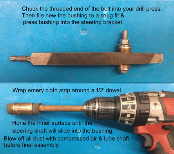 Fitting a bushing to the steering bracket
