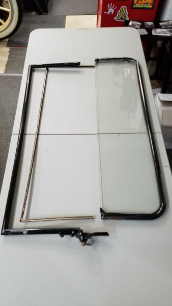 windshield frame, lower glass removed
