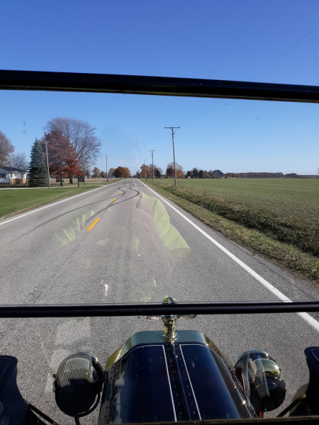 Out on the open road enjoying the sun and blue sky