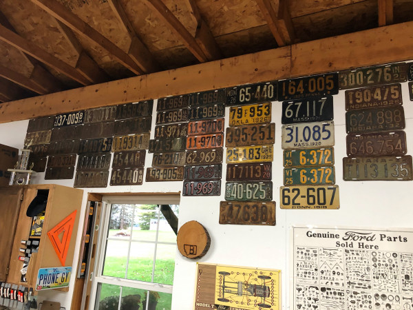 Wall of license plates.