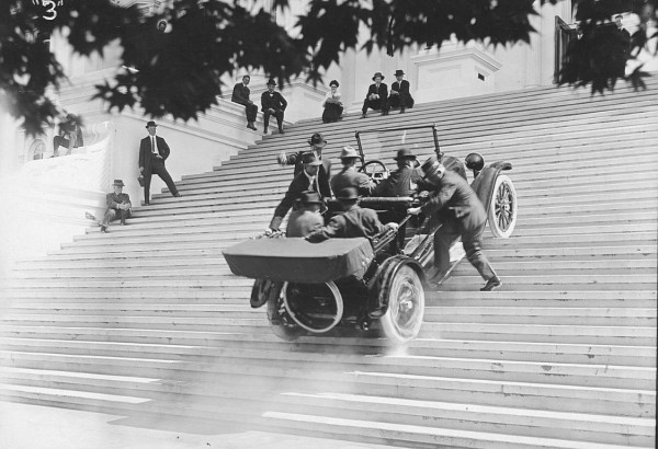 Packed Model T climbing steps.jpg
