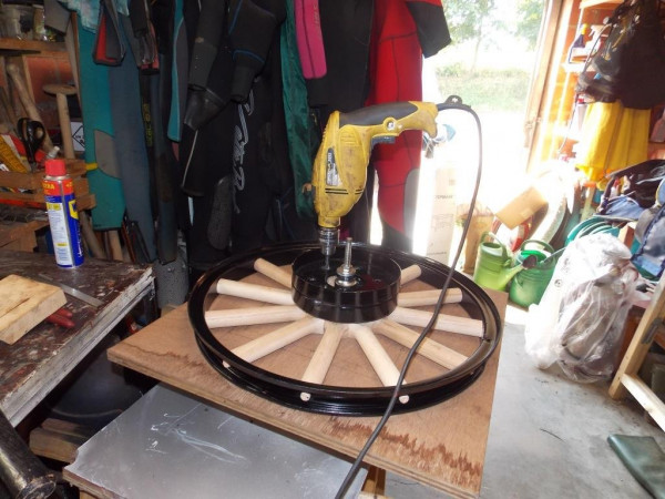Drilling the holes.