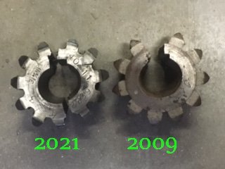 broken pinion (removal date)