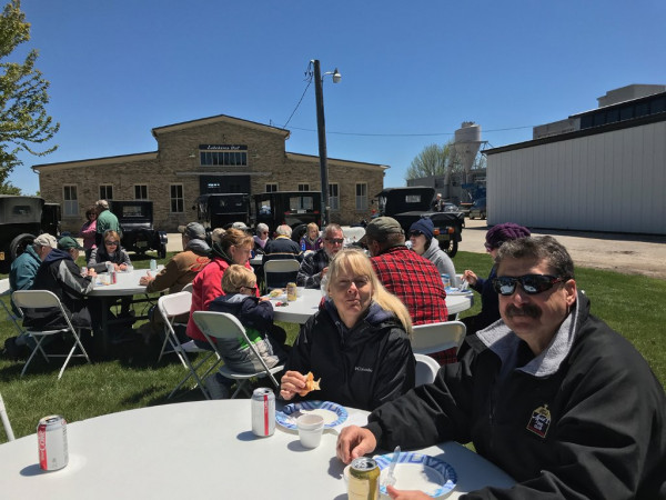 Lunch served by the Keewaunee Historical Society. Two fellow Michiganders, Kelly and Brian Dowell.  These brave souls took the SS Badger Car Ferry from Michigan to Wisconsin to join the tour.