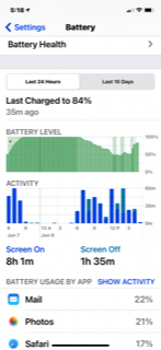 IPhone battery status