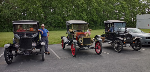 Waiting to go to the parade staging area