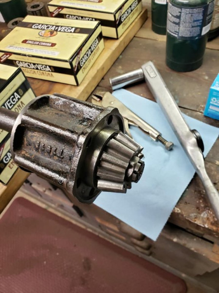 Pinion gear installed and nut torqued.