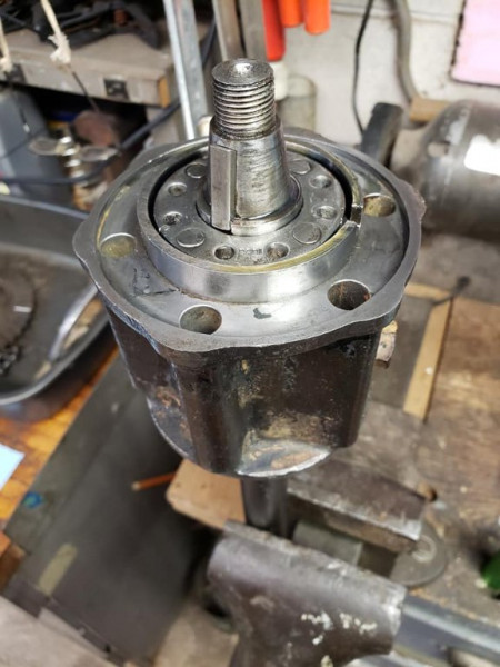 Driveshaft in the spool ready for pinion gear.